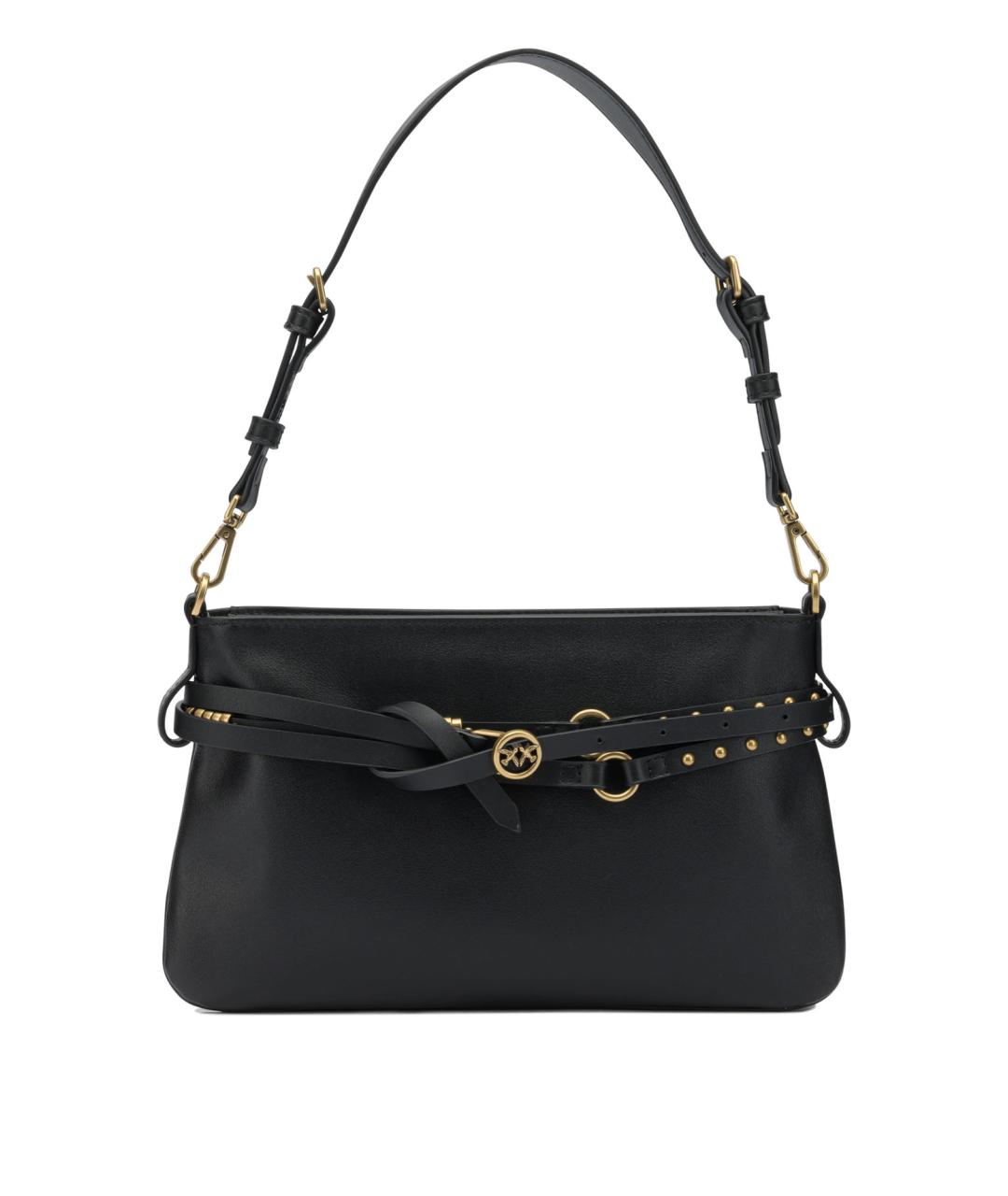 PINKO Черная кожаная сумка через плечо, фото 1