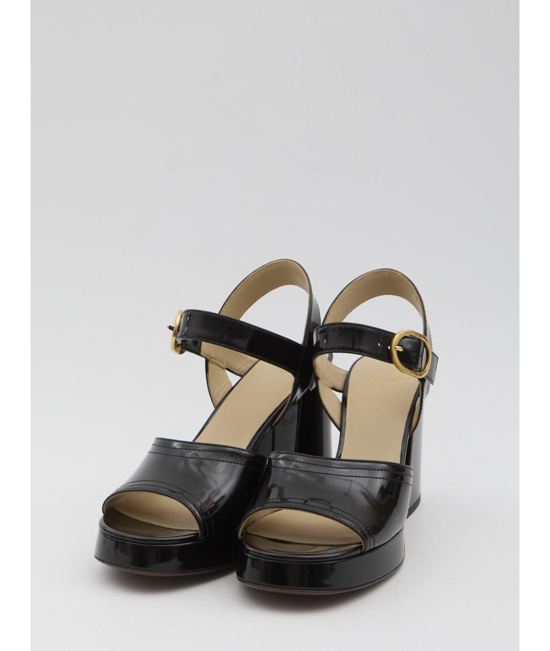 VALENTINO Черные кожаные босоножки, фото 2