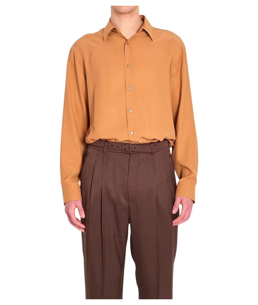 SAINT LAURENT Коричневая шелковая кэжуал рубашка, фото 1