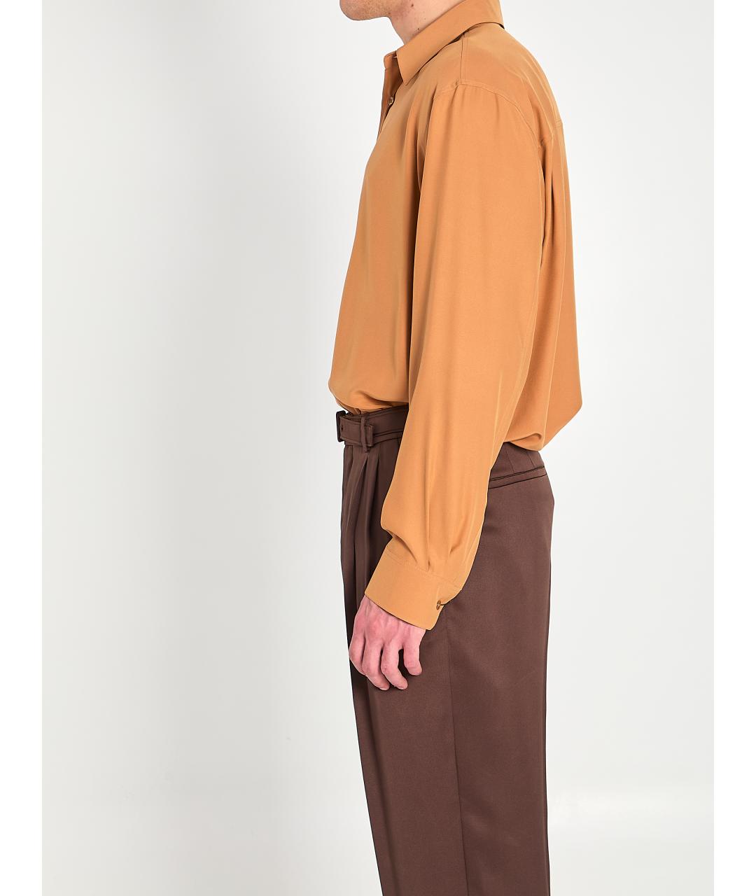 SAINT LAURENT Коричневая шелковая кэжуал рубашка, фото 3