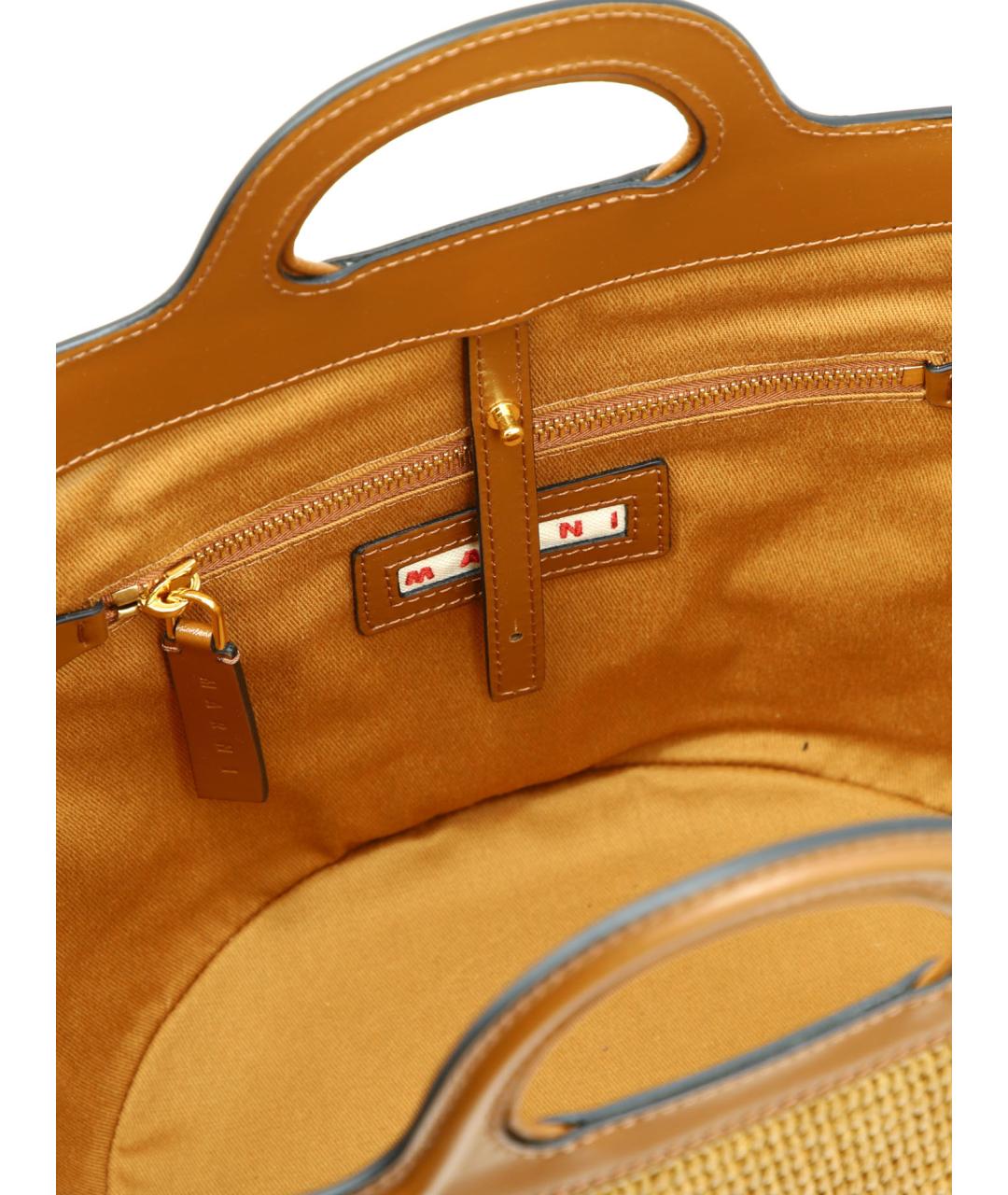 MARNI Бежевая хлопковая сумка с короткими ручками, фото 5