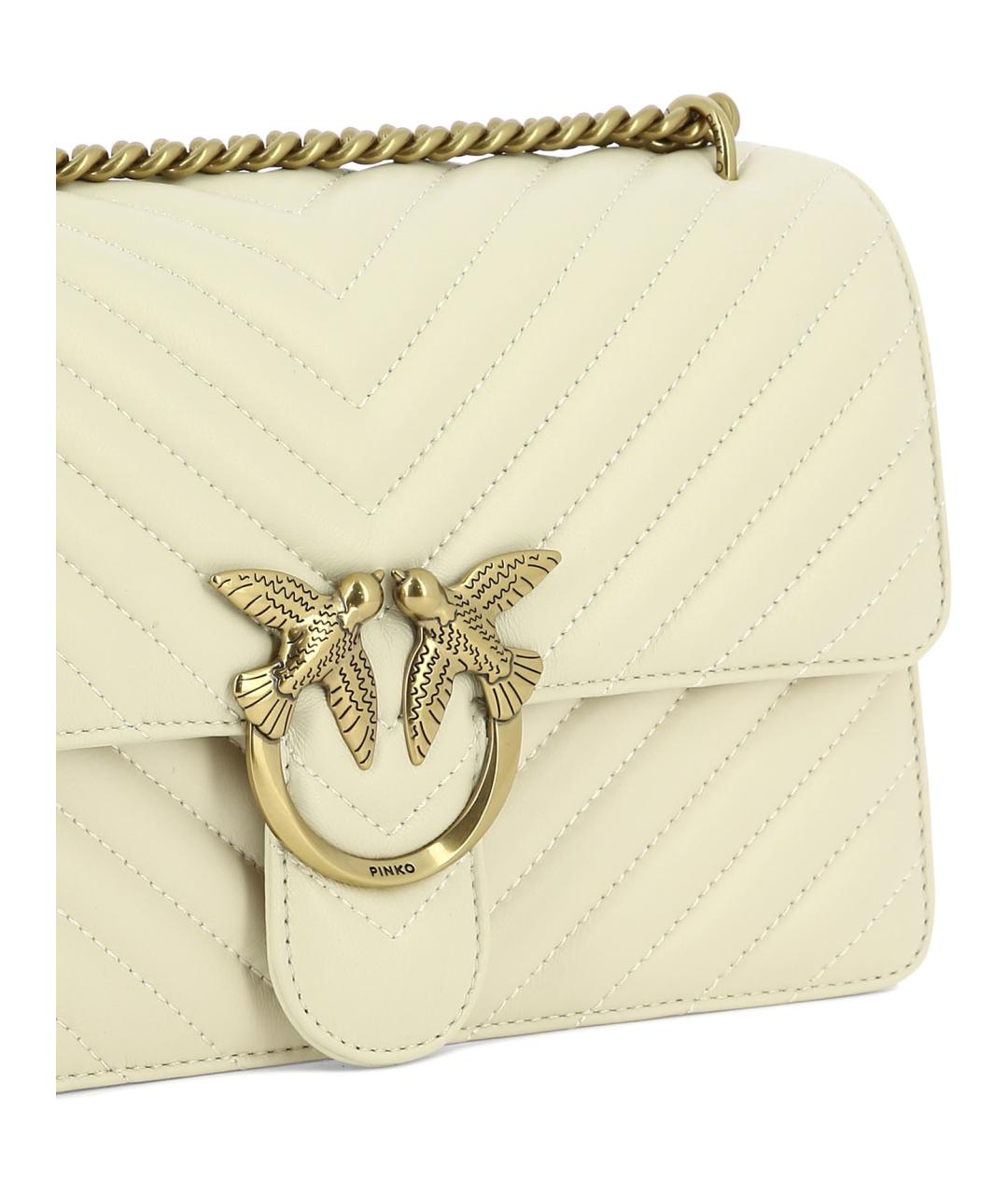 PINKO Белая кожаная сумка через плечо, фото 4