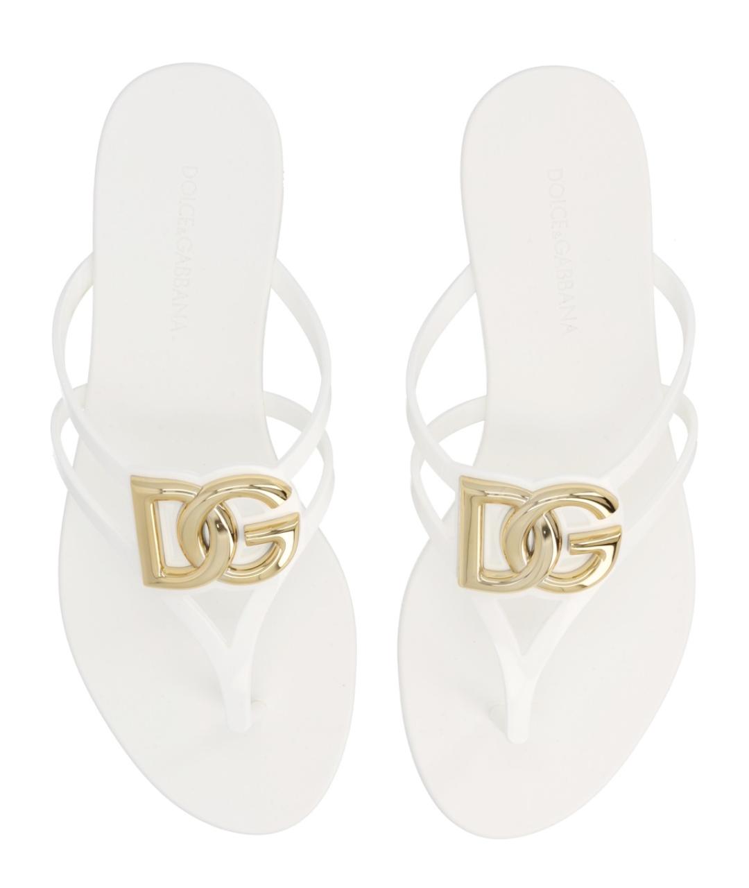 DOLCE&GABBANA Белые шлепанцы, фото 5