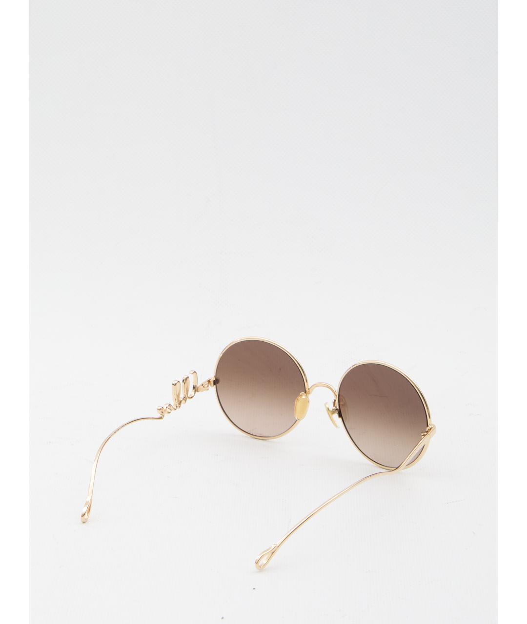 CHLOE Золотые металлические солнцезащитные очки, фото 2