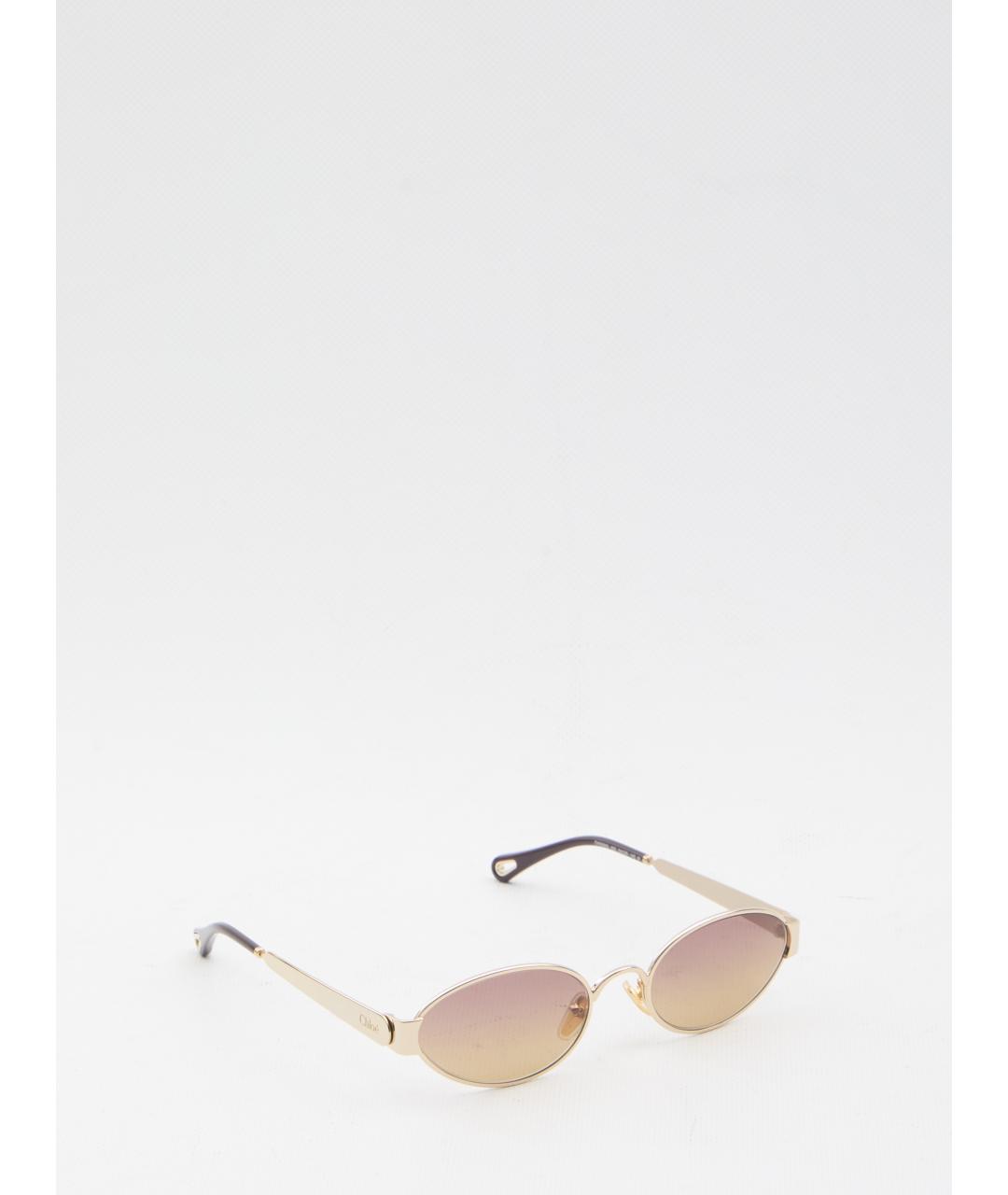 CHLOE Золотые металлические солнцезащитные очки, фото 3