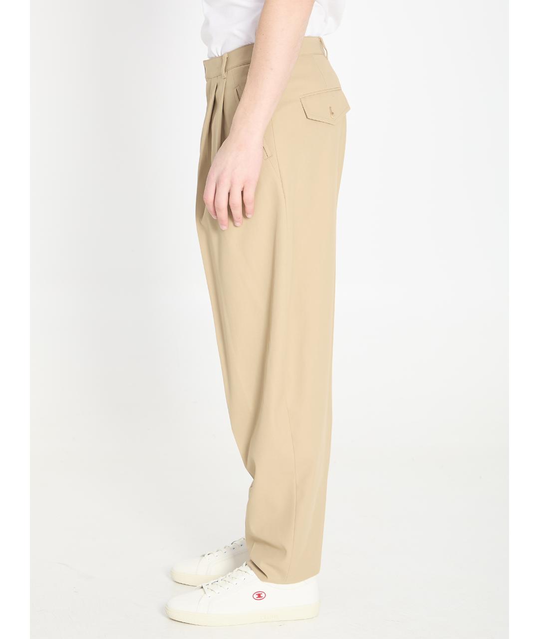 CELINE Бежевые хлопковые повседневные брюки, фото 3