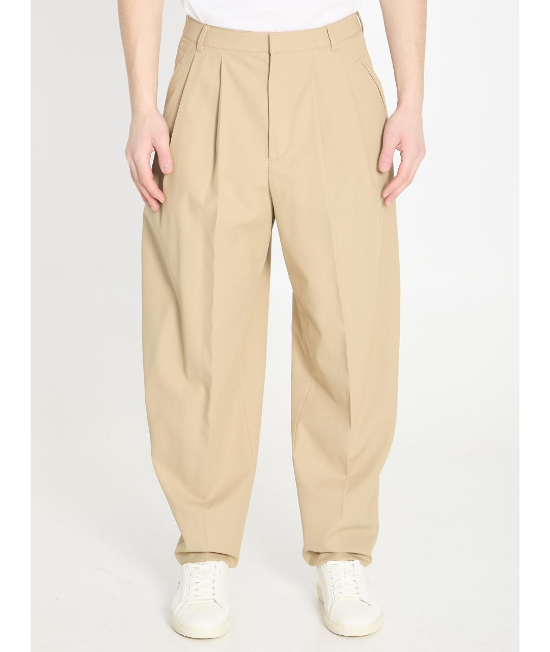 CELINE Бежевые хлопковые повседневные брюки, фото 5