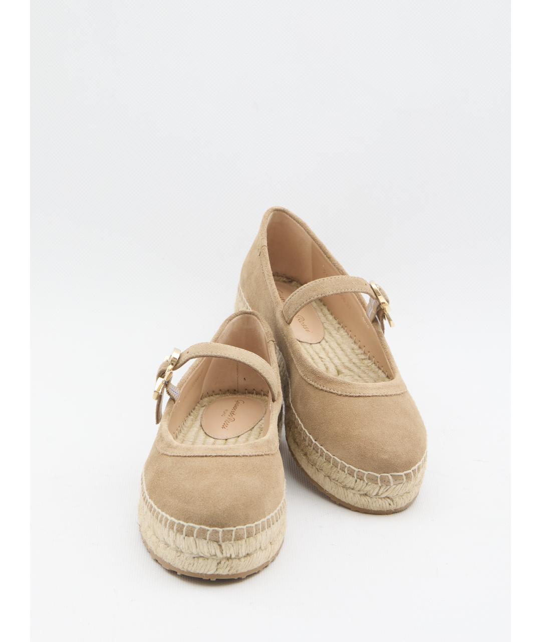 GIANVITO ROSSI Бежевые замшевые балетки, фото 5