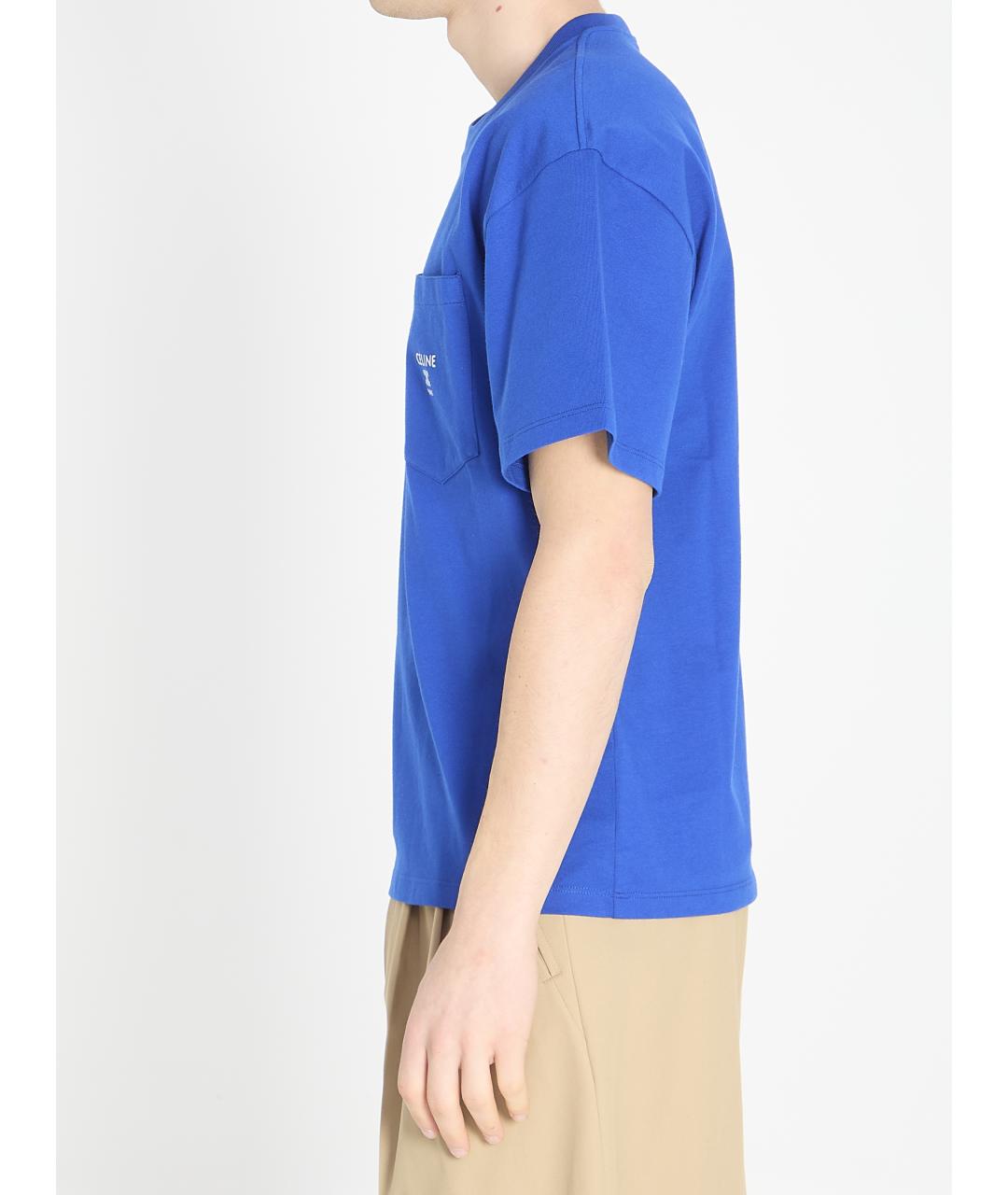 CELINE Синяя хлопковая футболка, фото 3