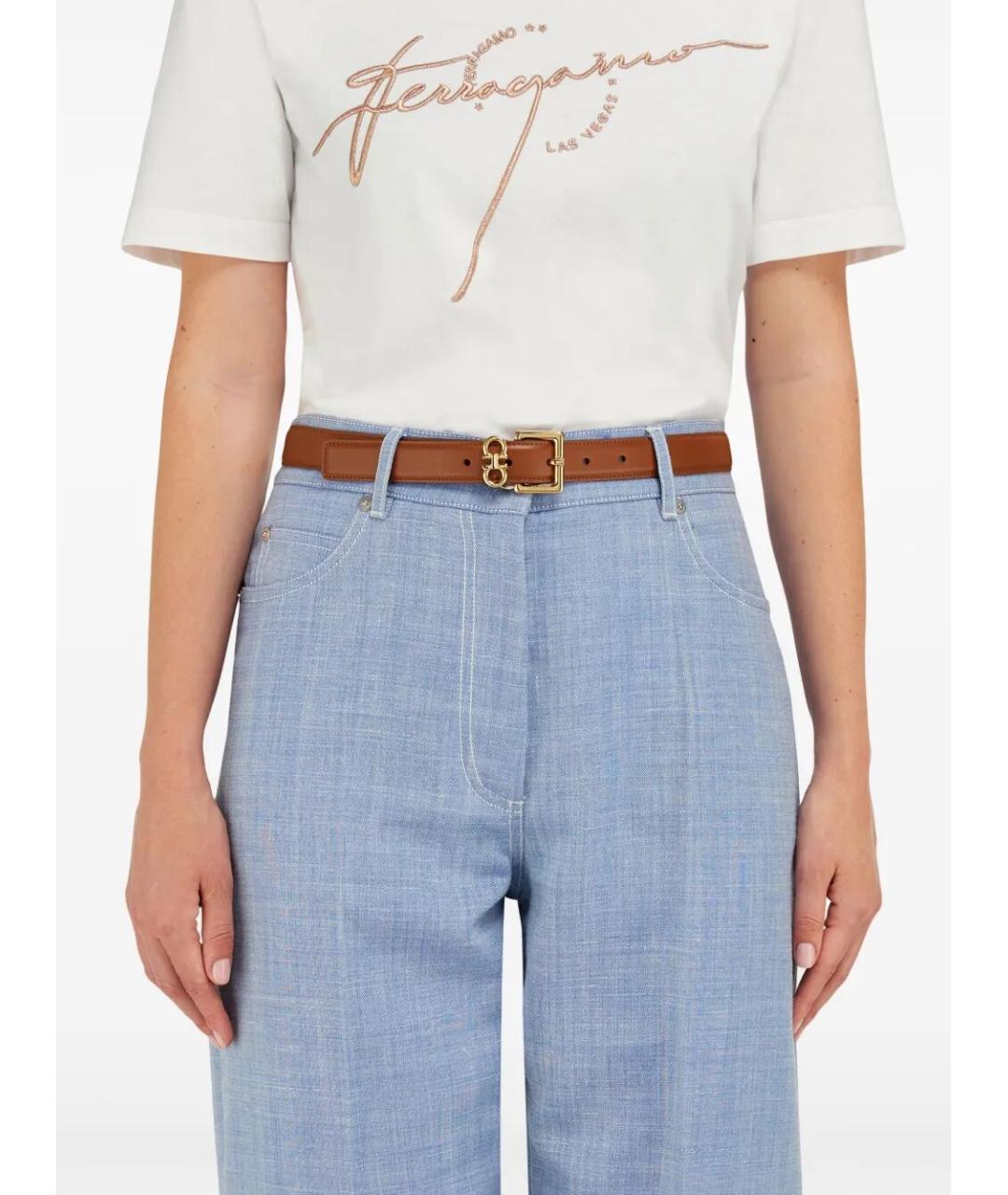 FERRAGAMO Коричневый кожаный ремень, фото 2