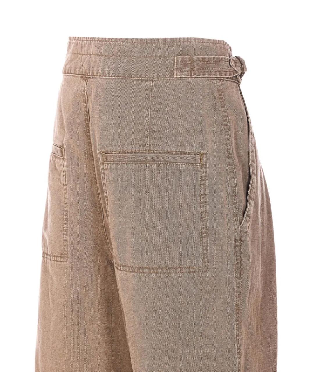 ISABEL MARANT Коричневые хлопковые прямые брюки, фото 3
