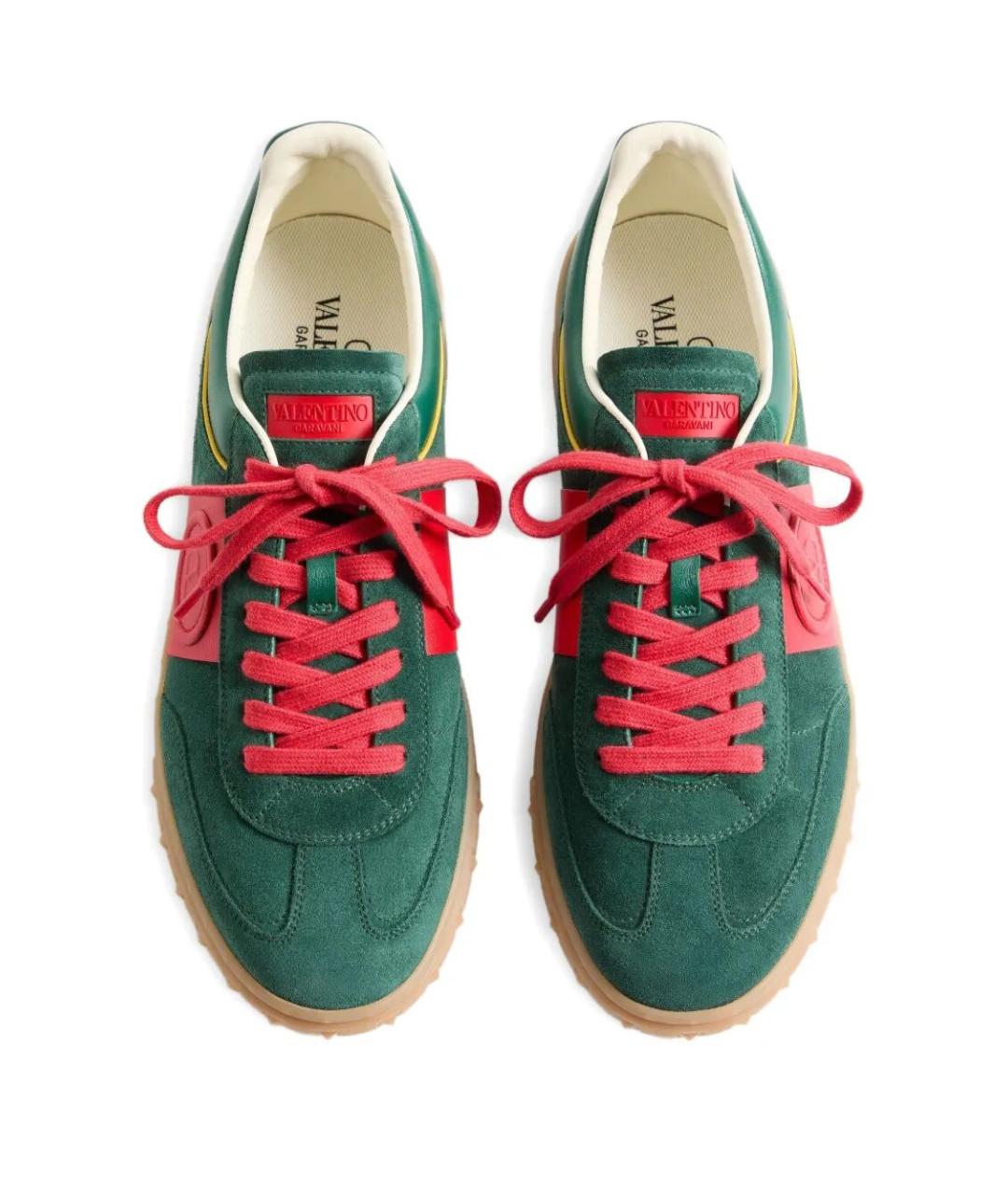 VALENTINO Зеленые замшевые низкие кроссовки / кеды, фото 2