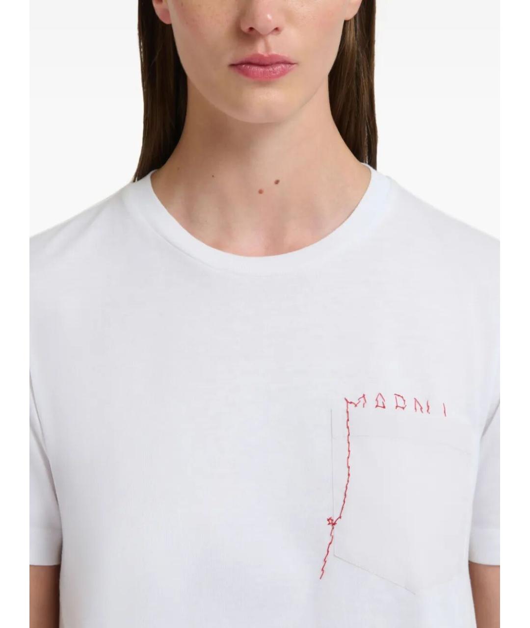 MARNI Белая хлопковая футболка, фото 4