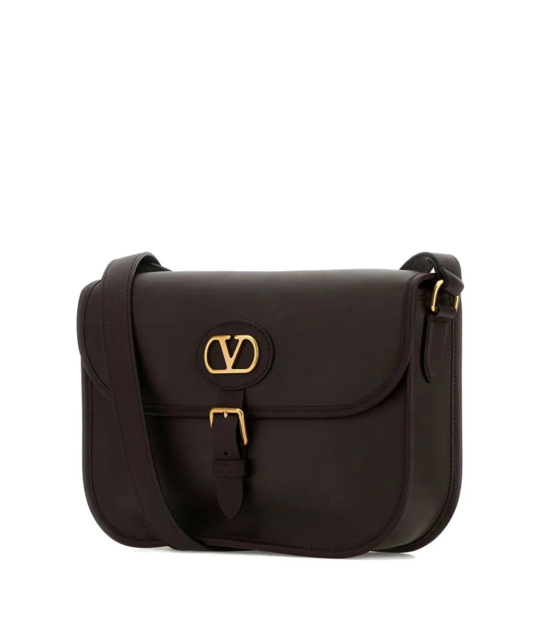 VALENTINO Коричневая кожаная сумка на плечо, фото 2