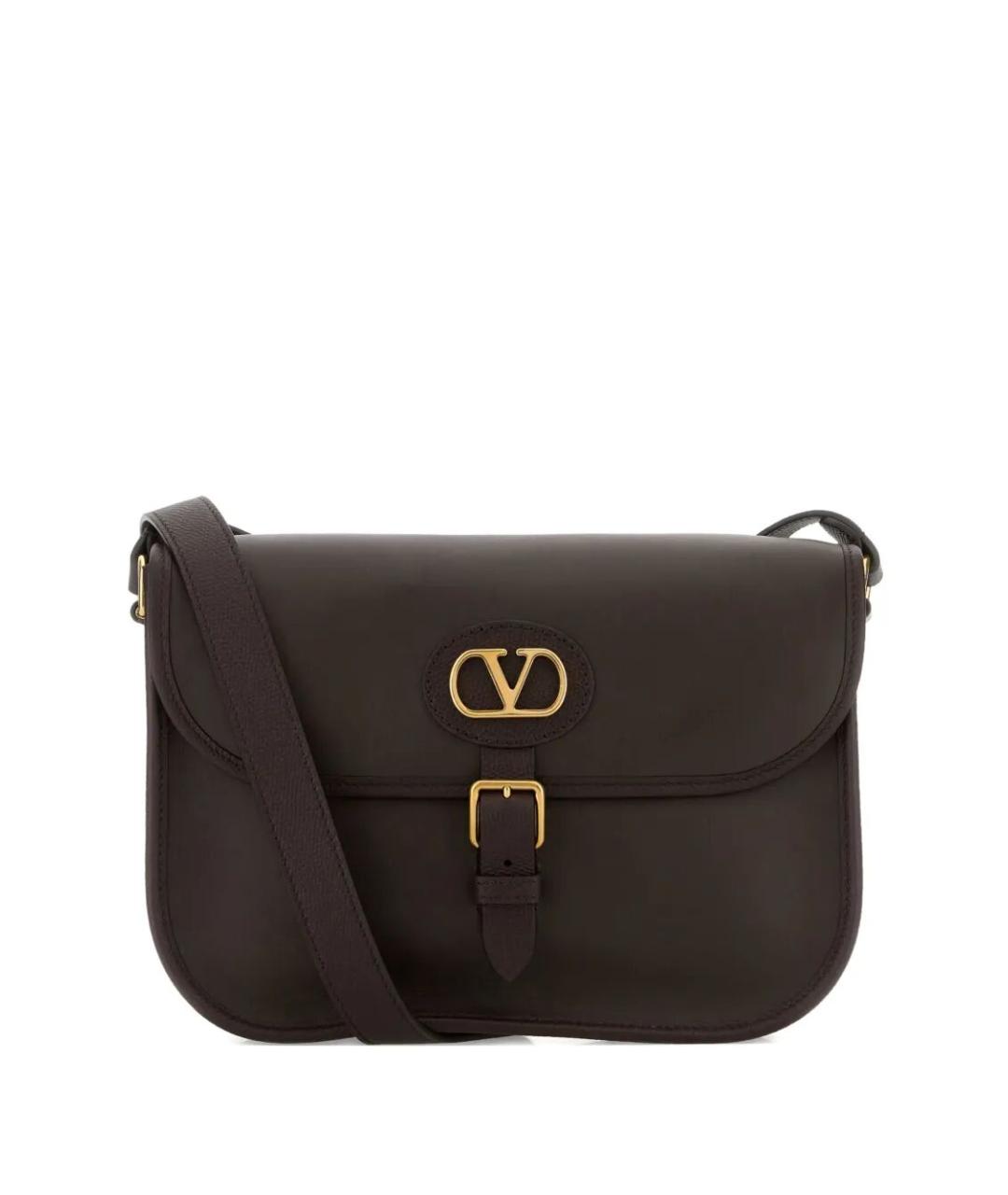 VALENTINO Коричневая кожаная сумка на плечо, фото 1