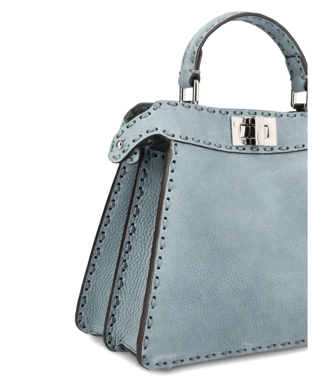 FENDI Голубая кожаная сумка тоут, фото 3