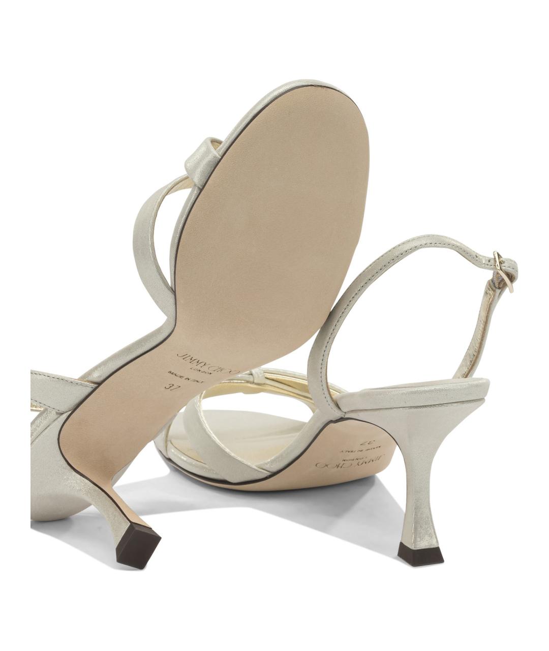 JIMMY CHOO Золотые кожаные босоножки, фото 5