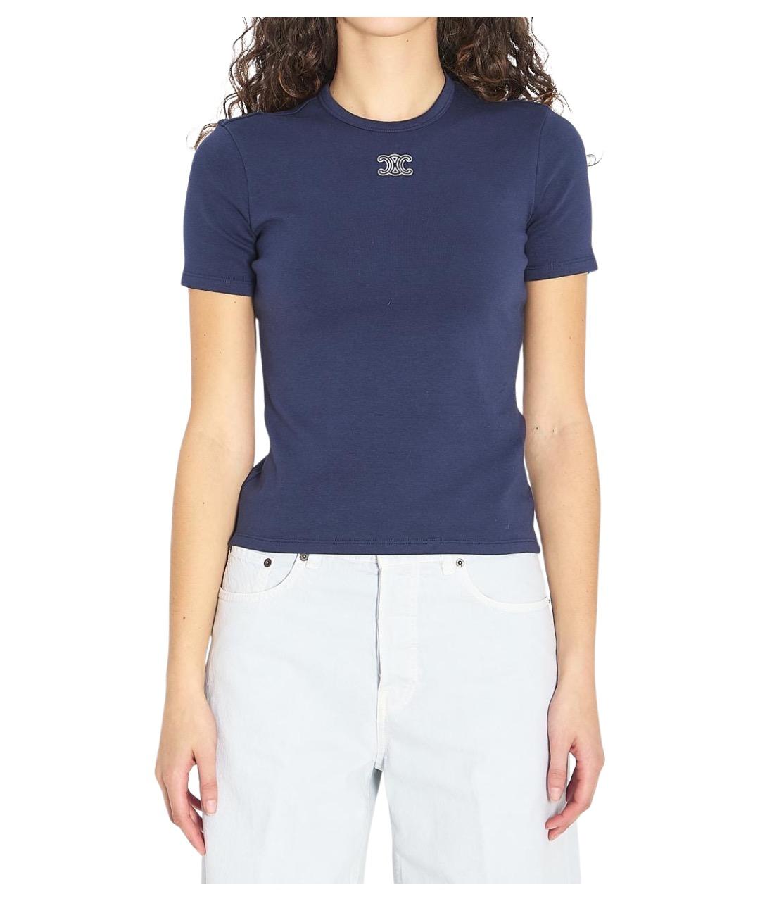 CELINE Синяя хлопковая футболка, фото 1