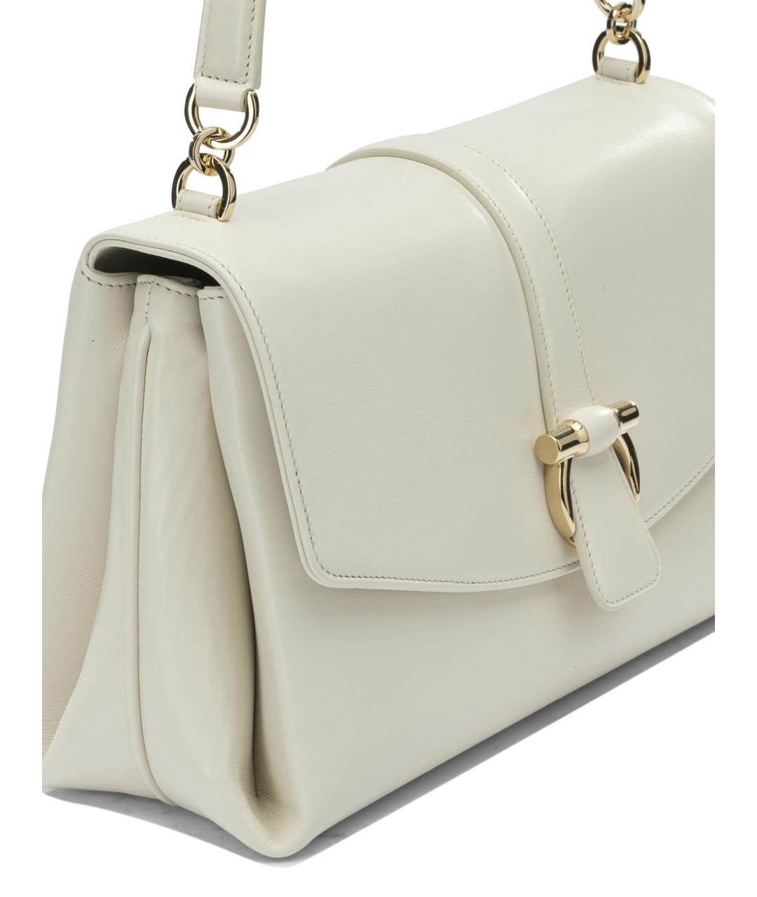 FERRAGAMO Белая кожаная сумка через плечо, фото 4