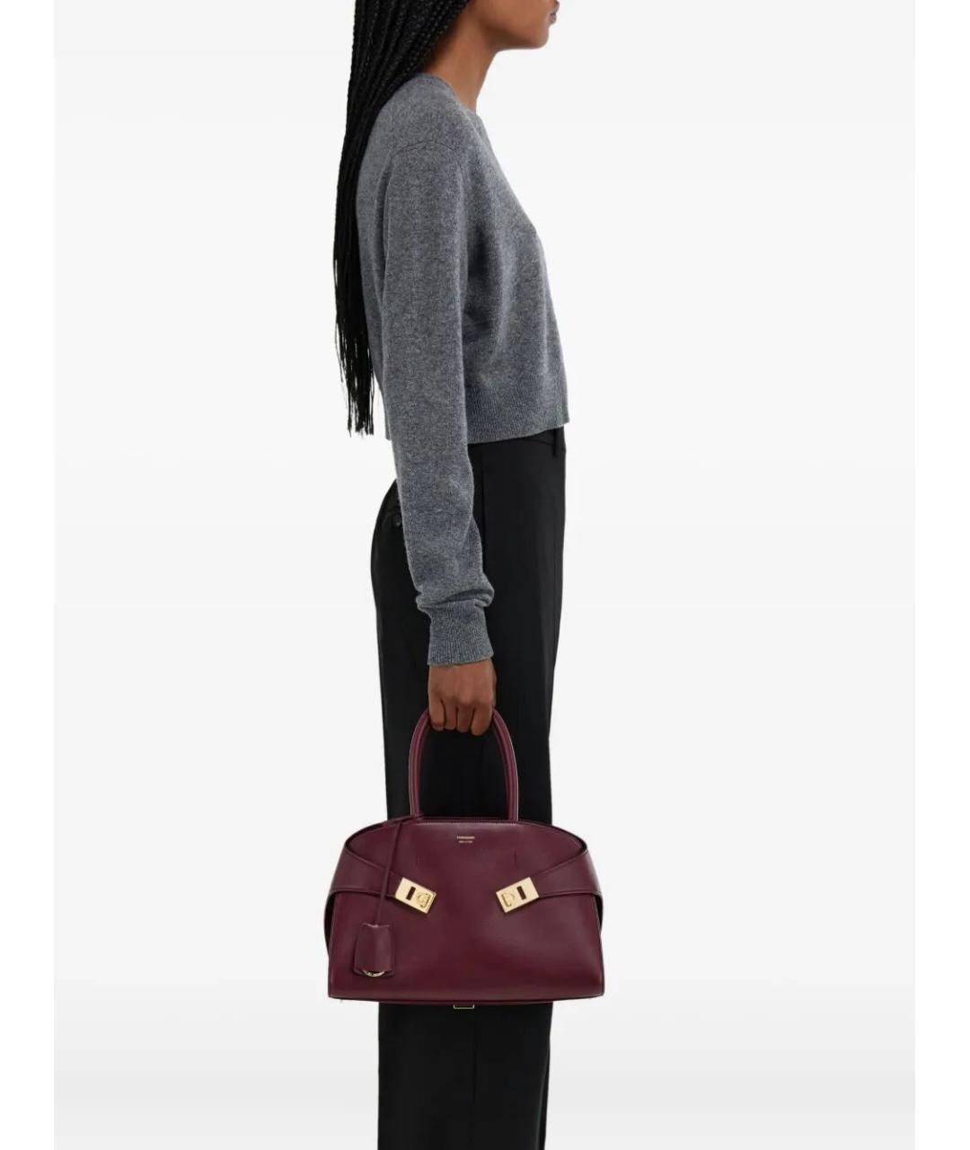 FERRAGAMO Красная кожаная сумка с короткими ручками, фото 4