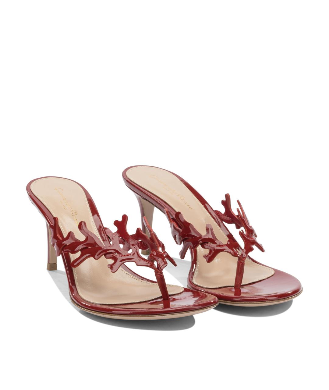 GIANVITO ROSSI Красные кожаные мюли, фото 2