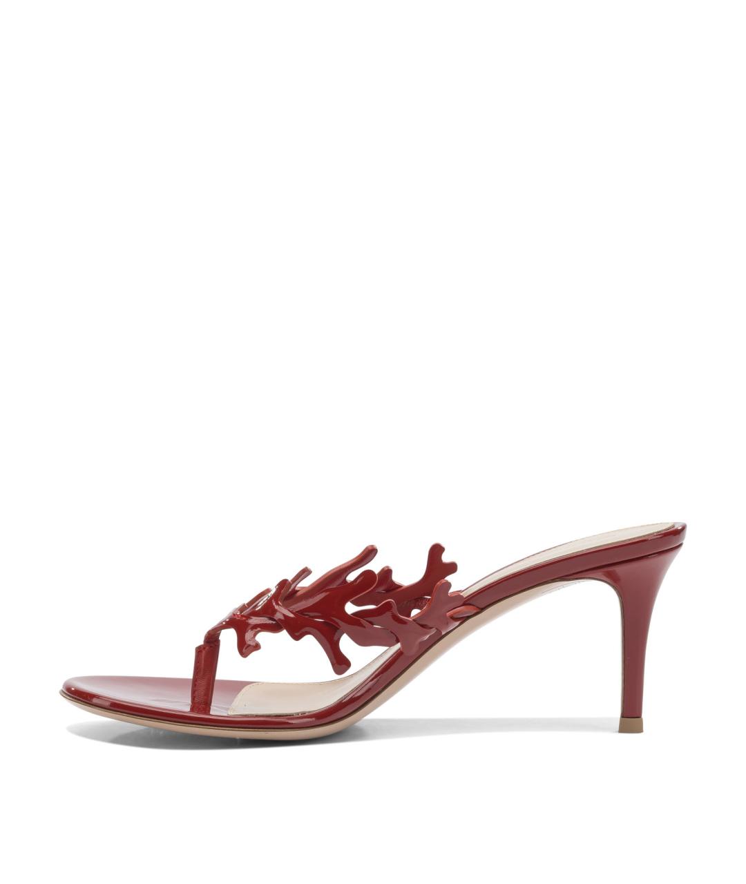 GIANVITO ROSSI Красные кожаные мюли, фото 3