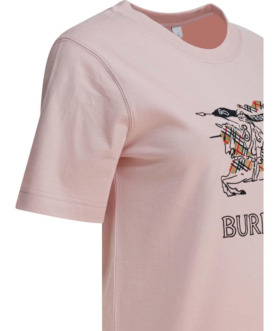 BURBERRY Розовая хлопковая футболка, фото 4