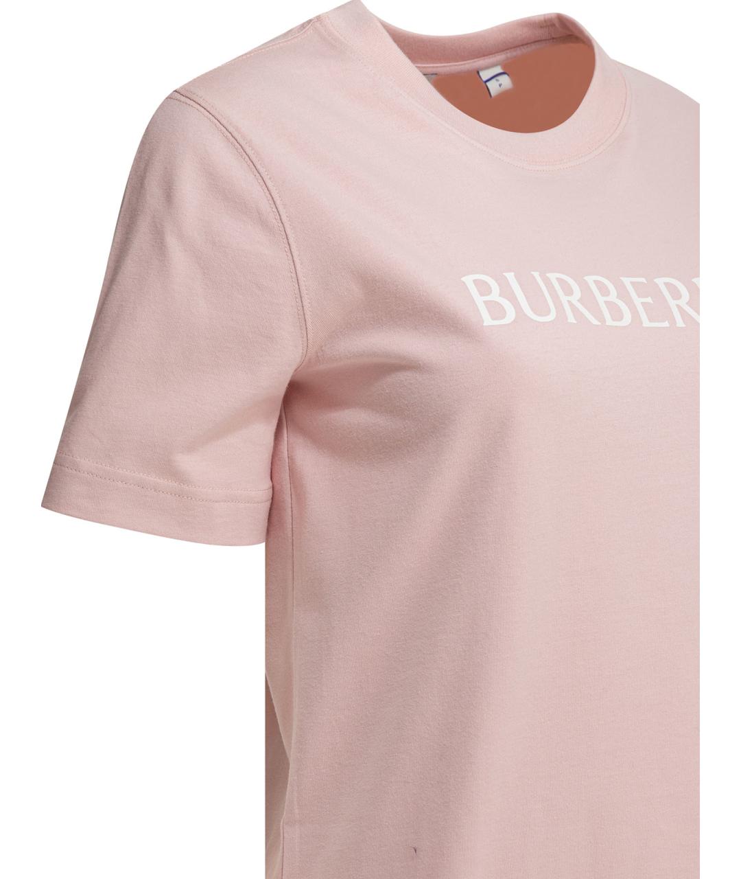 BURBERRY Розовая хлопковая футболка, фото 4