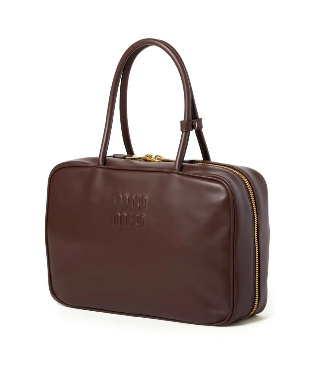 MIU MIU Коричневая кожаная сумка тоут, фото 2