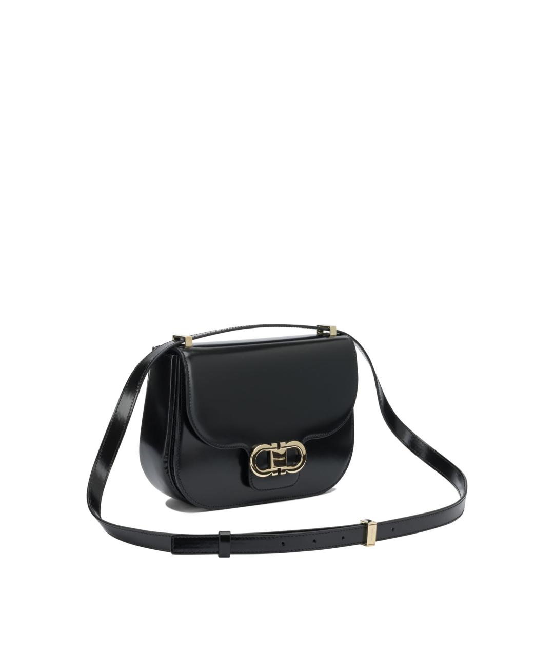 FERRAGAMO Черная кожаная сумка через плечо, фото 2