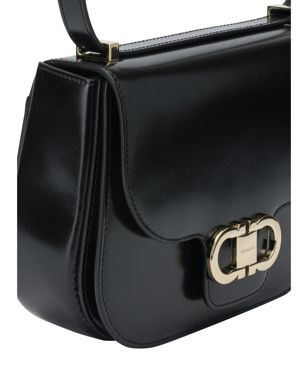 FERRAGAMO Черная кожаная сумка через плечо, фото 4
