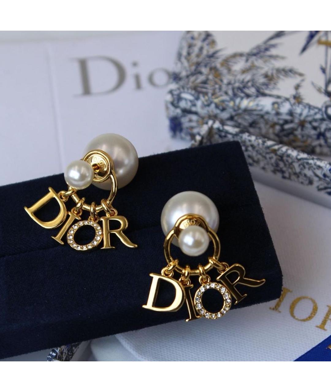 CHRISTIAN DIOR Золотые металлические серьги, фото 2