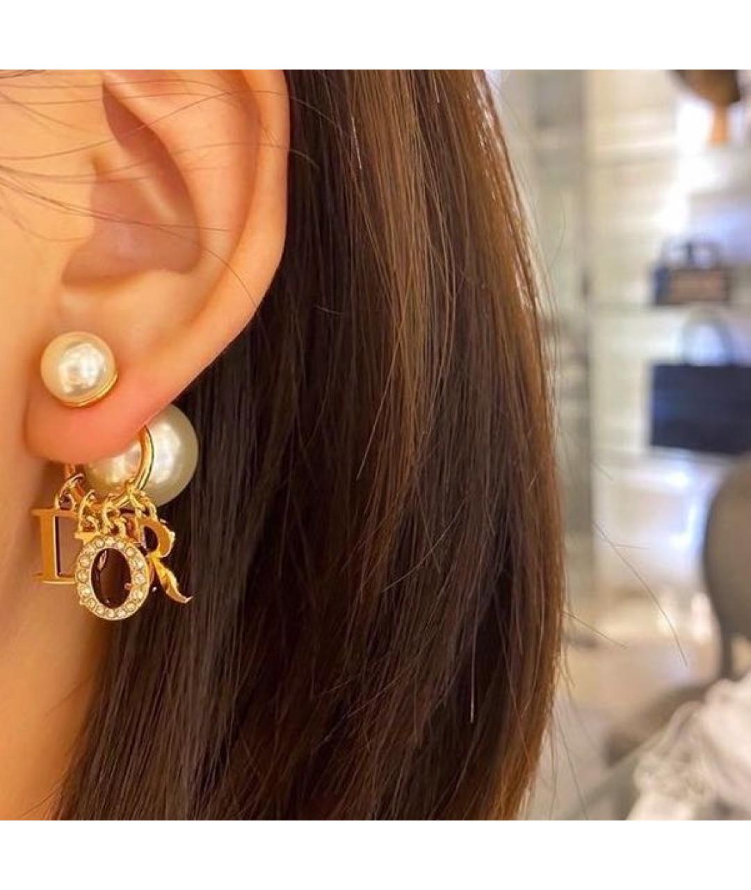 CHRISTIAN DIOR Золотые металлические серьги, фото 7