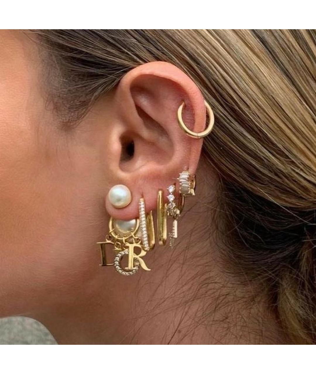 CHRISTIAN DIOR Золотые металлические серьги, фото 5