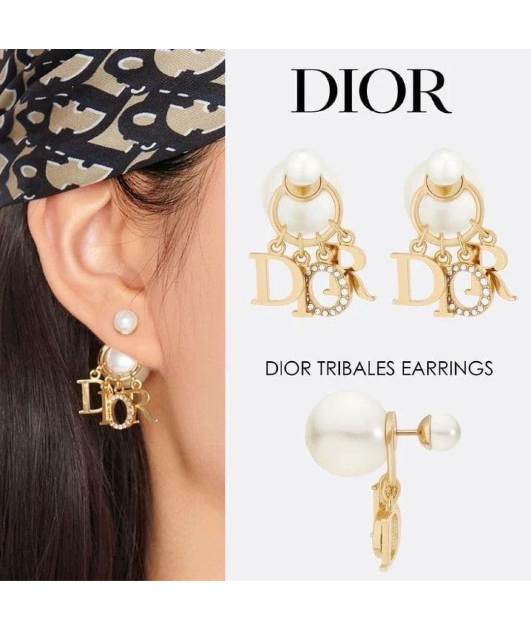 CHRISTIAN DIOR Золотые металлические серьги, фото 4