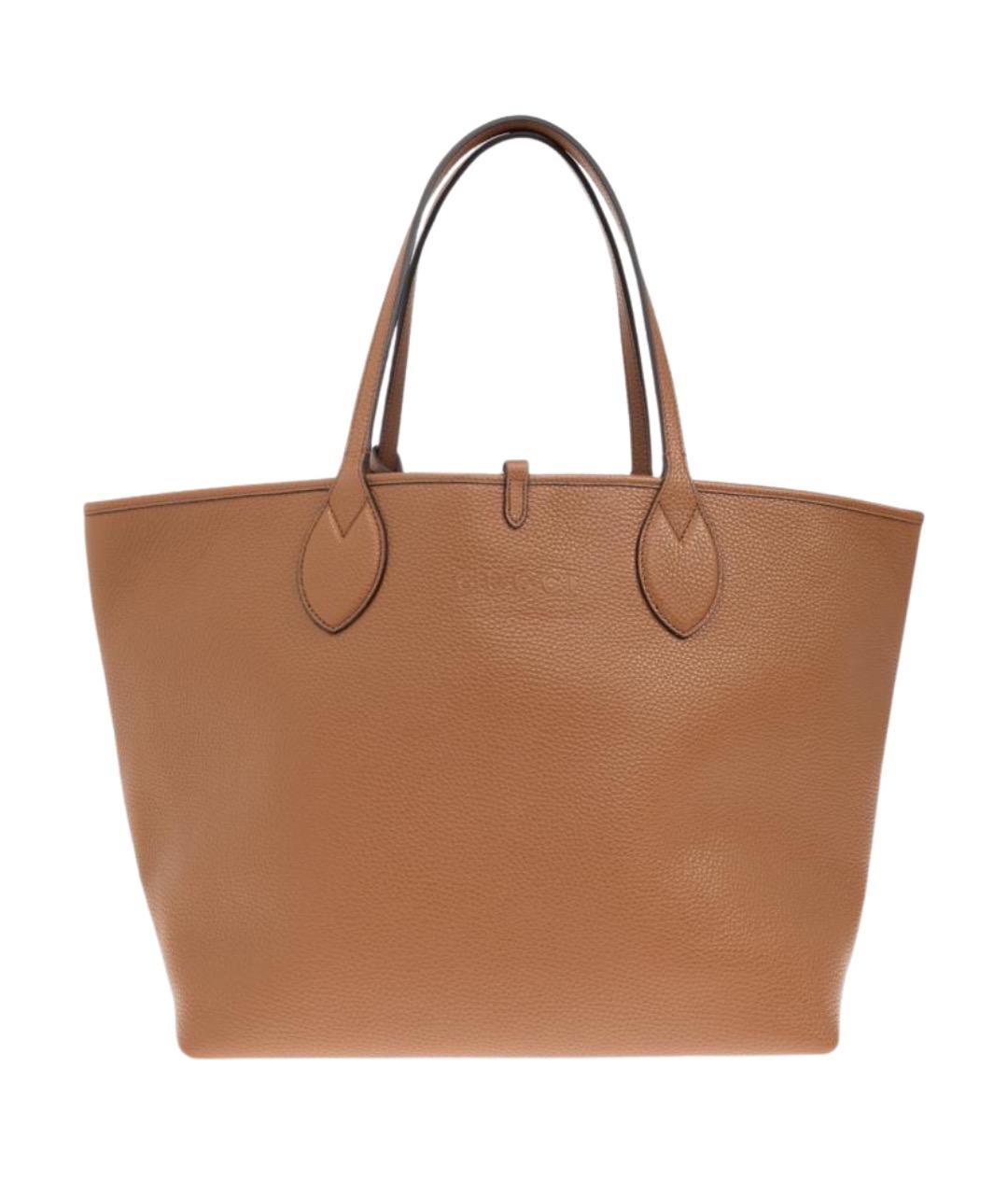 GUCCI Коричневая кожаная сумка тоут, фото 1