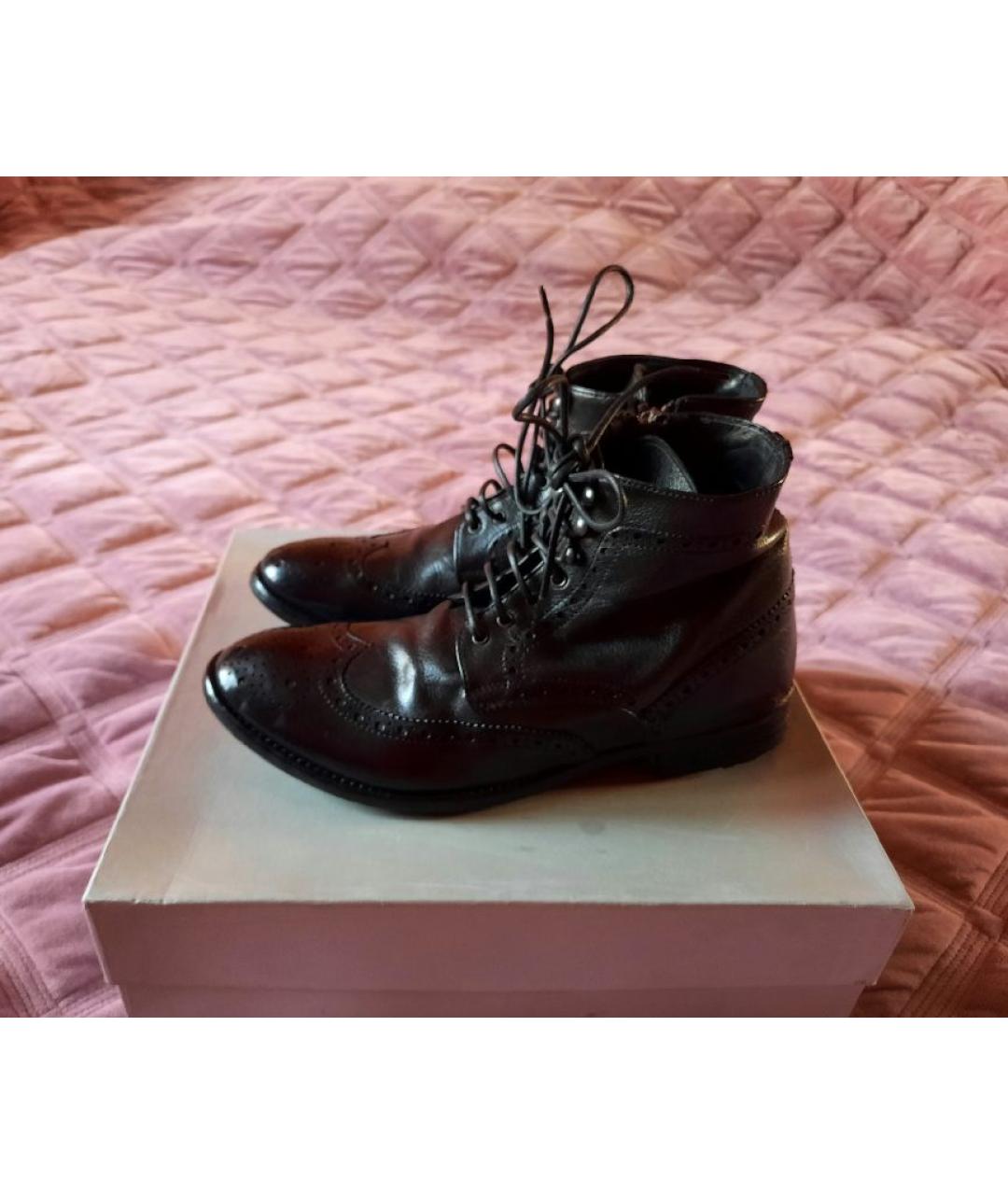 OFFICINE CREATIVE Черные кожаные ботинки, фото 2