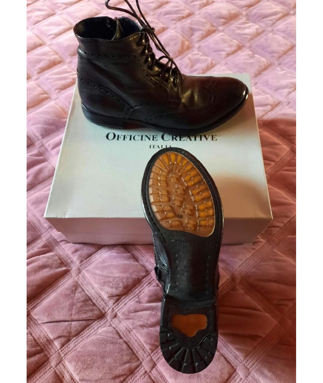 OFFICINE CREATIVE Черные кожаные ботинки, фото 6