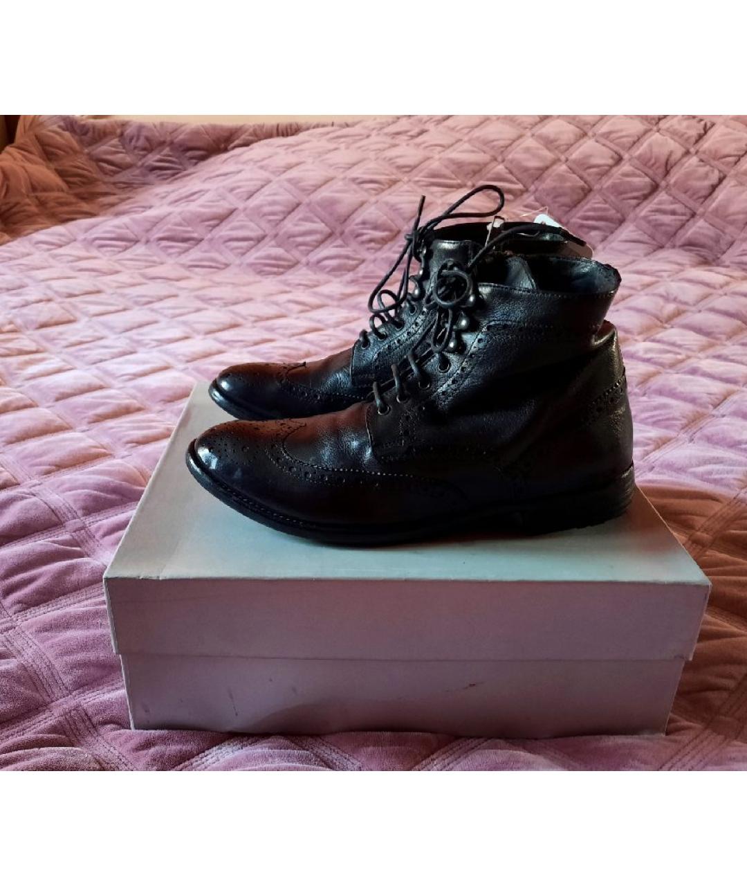 OFFICINE CREATIVE Черные кожаные ботинки, фото 9