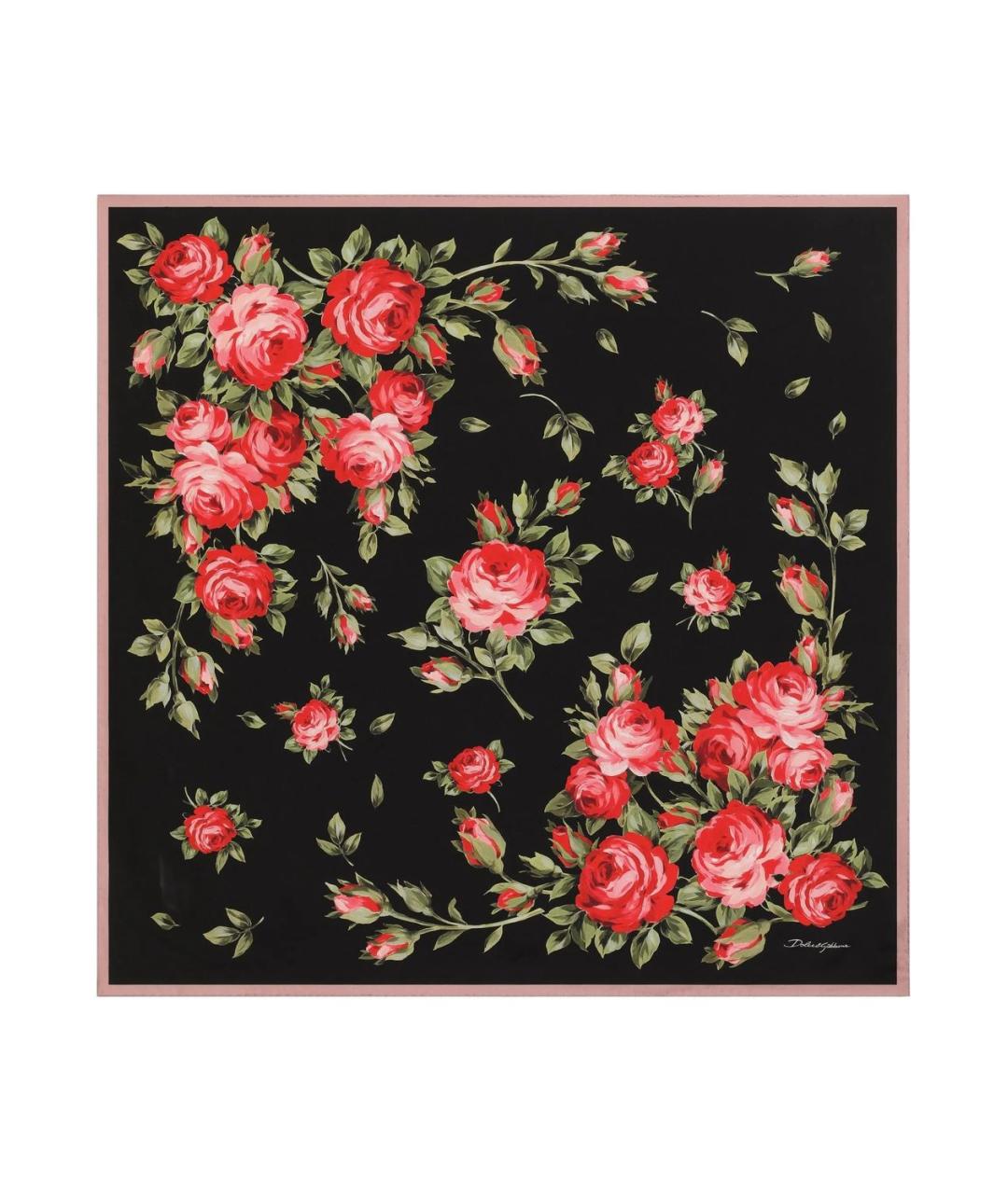 DOLCE&GABBANA Черный шелковый шарф, фото 1