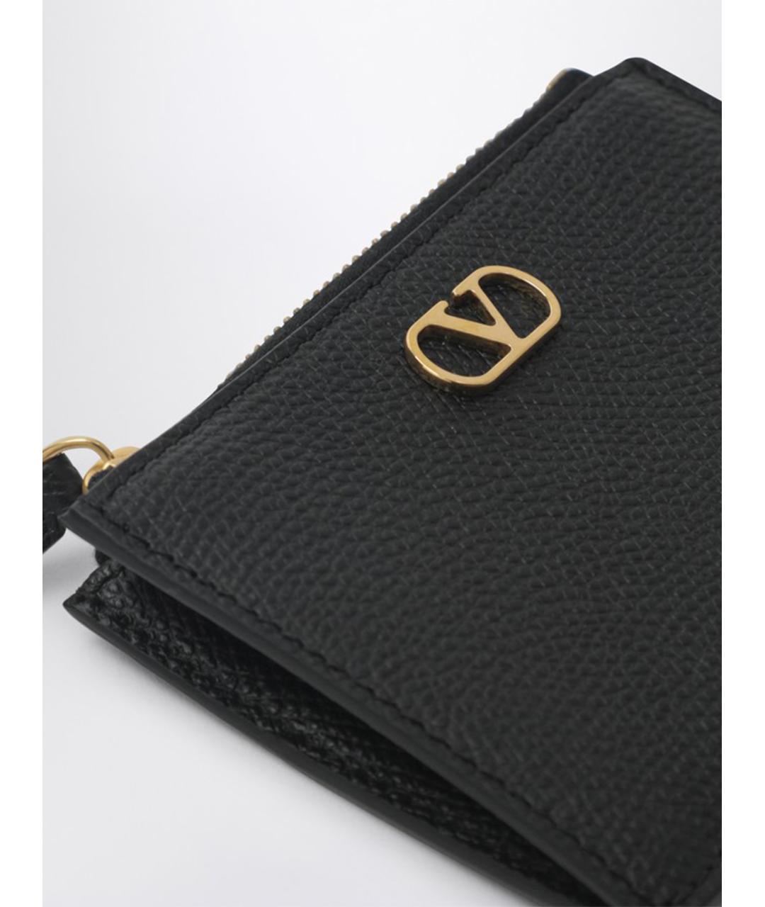 VALENTINO Черный кожаный кардхолдер, фото 3