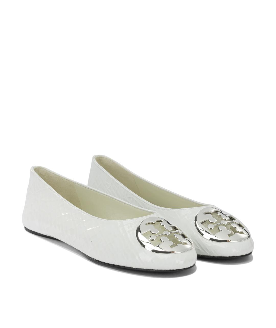 TORY BURCH Белые кожаные балетки, фото 2