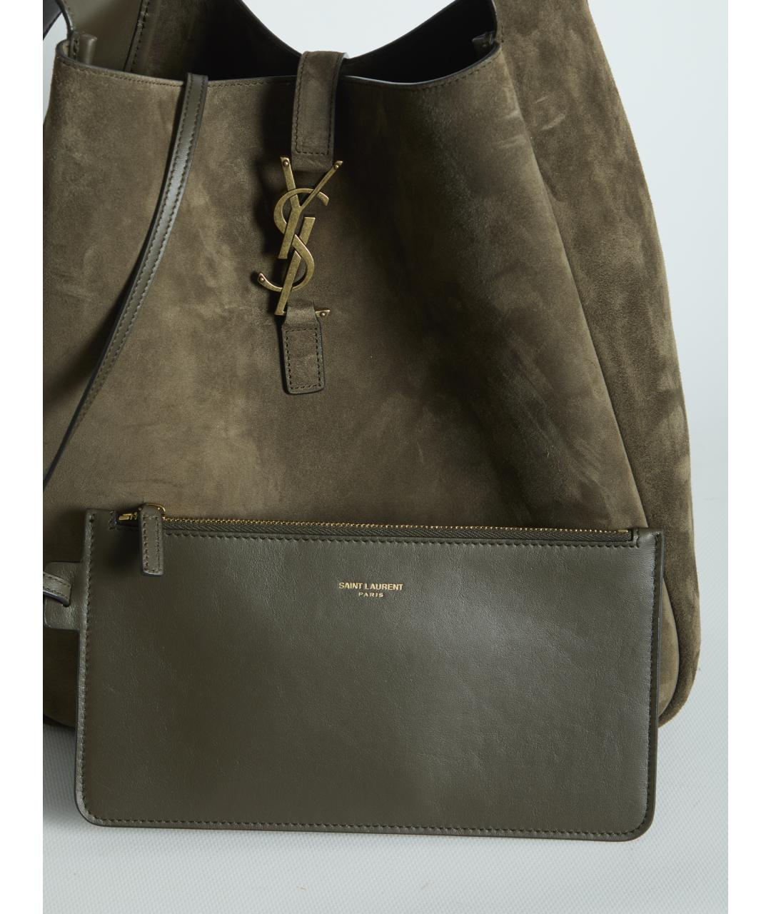 SAINT LAURENT Зеленая замшевая сумка через плечо, фото 5