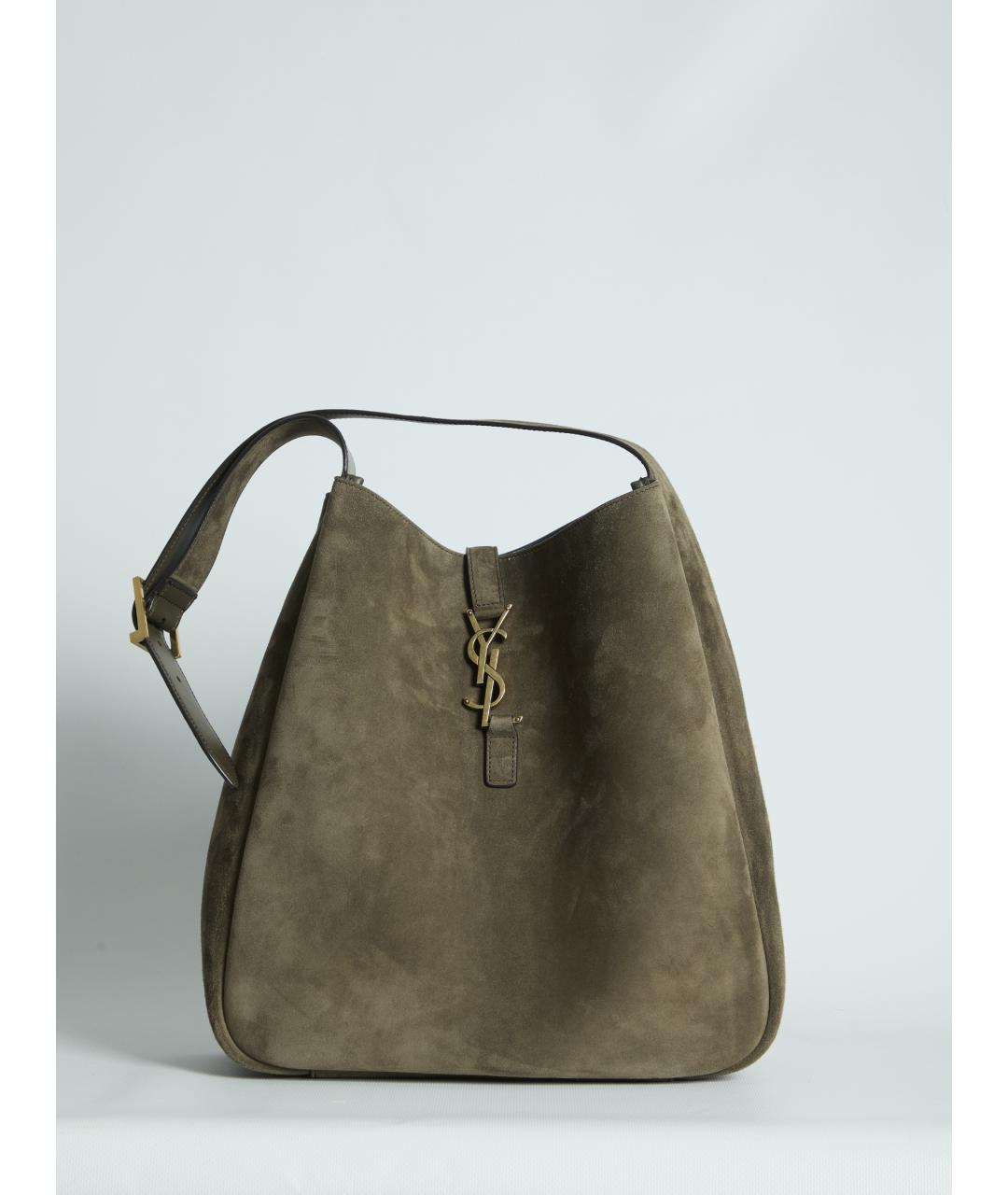 SAINT LAURENT Зеленая замшевая сумка через плечо, фото 2