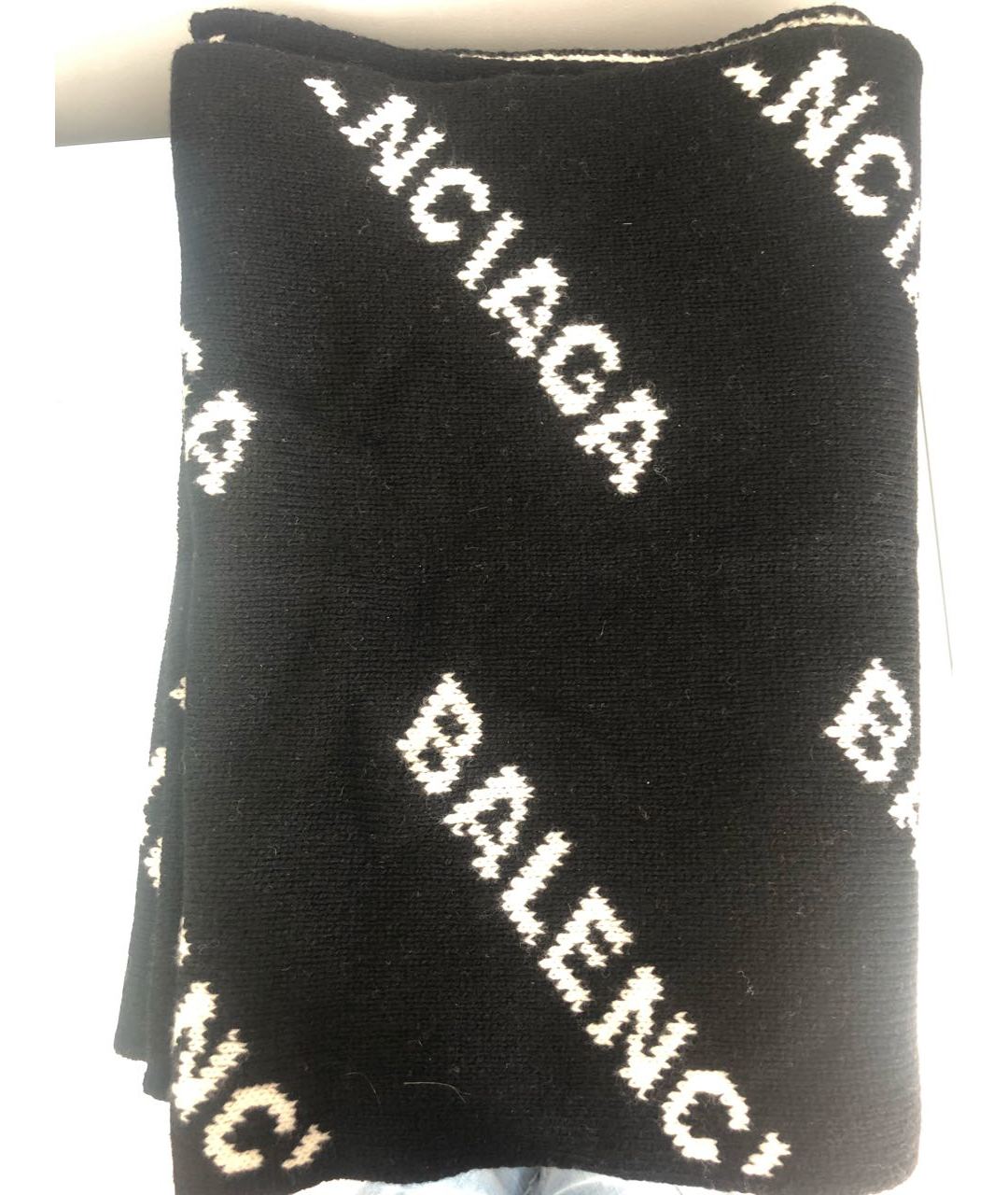 BALENCIAGA Черный шерстяной шарф, фото 2