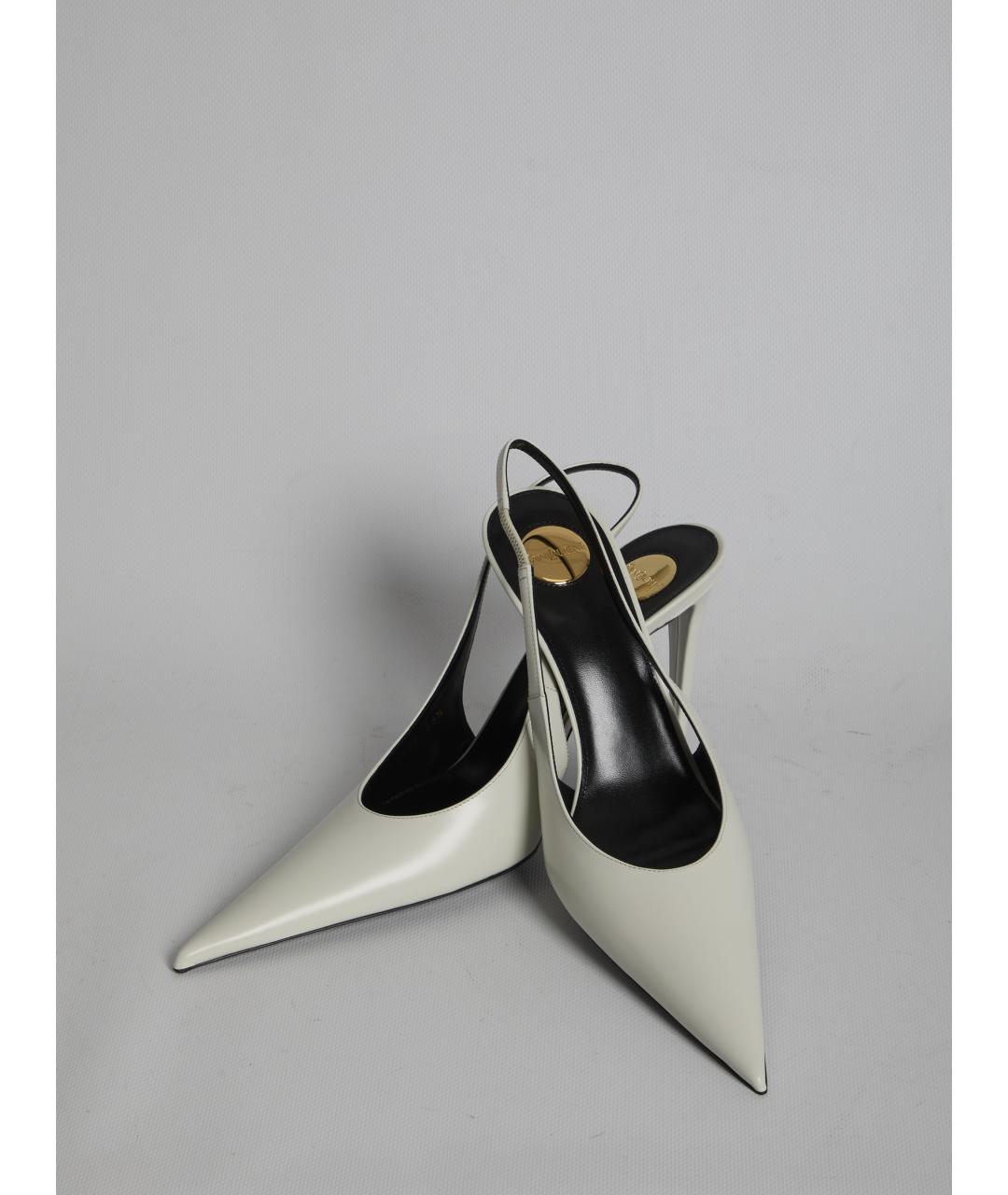 SAINT LAURENT Белые кожаные туфли, фото 5