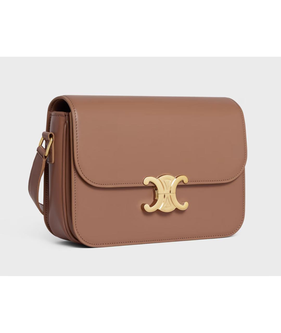 CELINE Бежевая кожаная сумка через плечо, фото 2