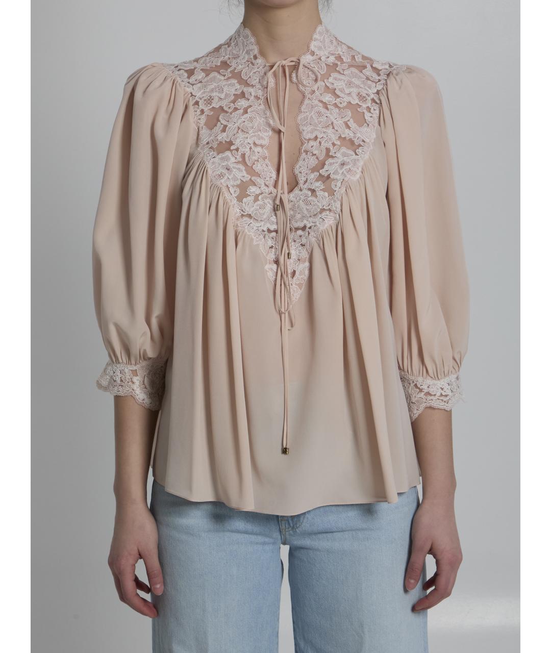 CHLOE Розовая шелковая блузы, фото 5
