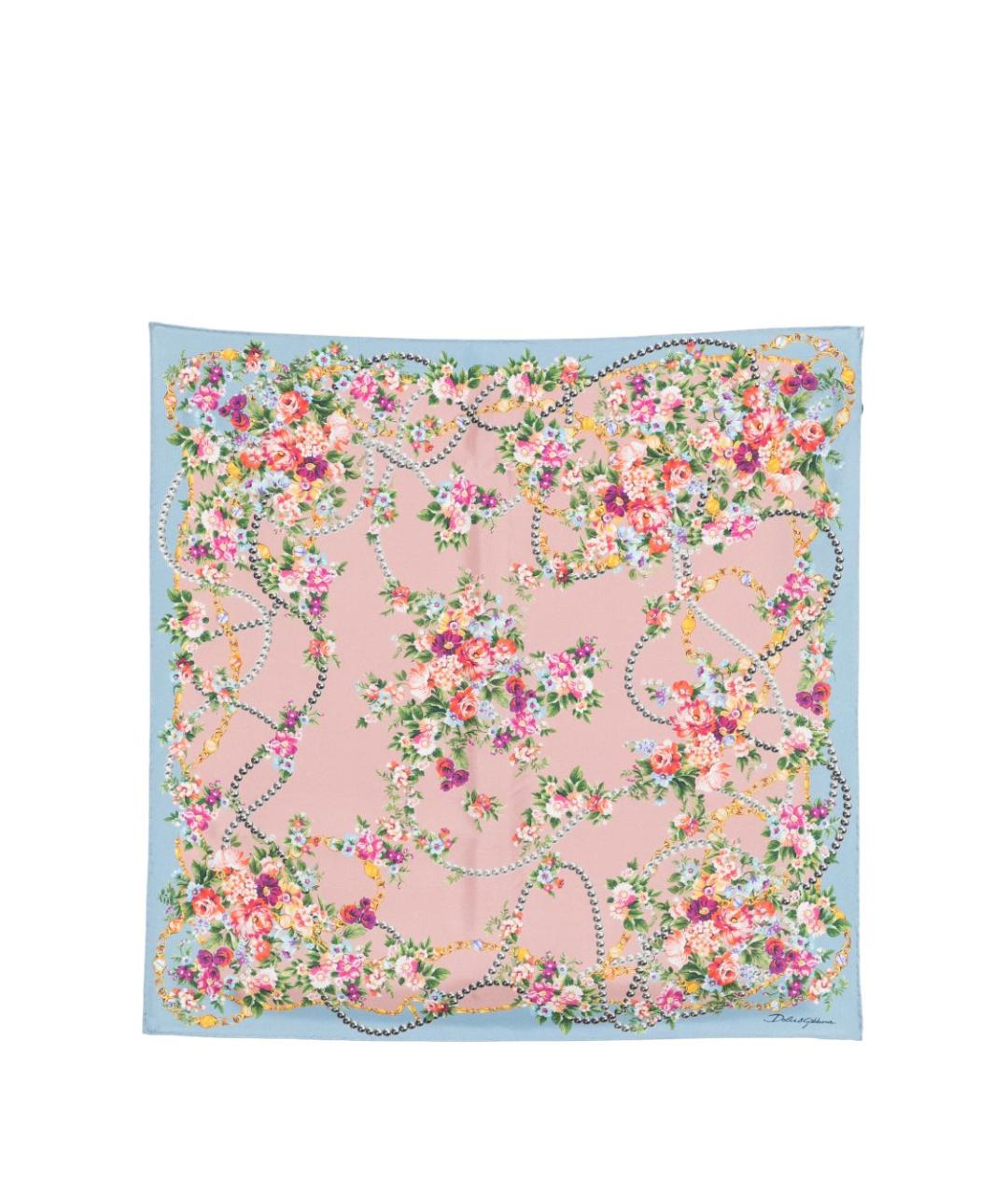 DOLCE&GABBANA Розовый шелковый шарф, фото 2