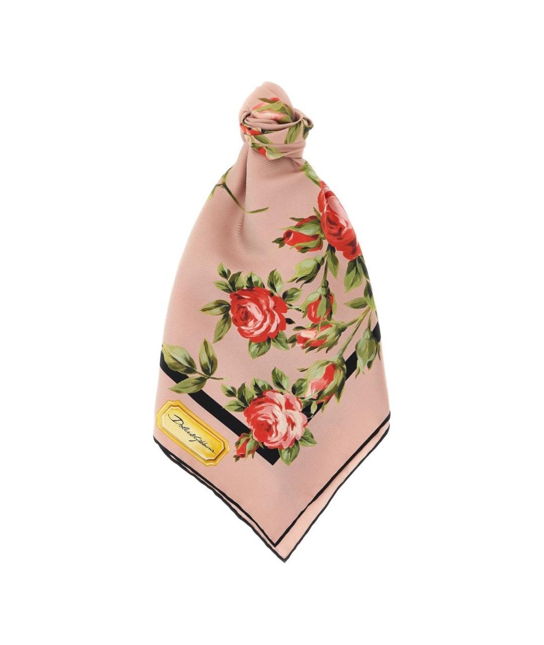 DOLCE&GABBANA Розовый шелковый шарф, фото 3